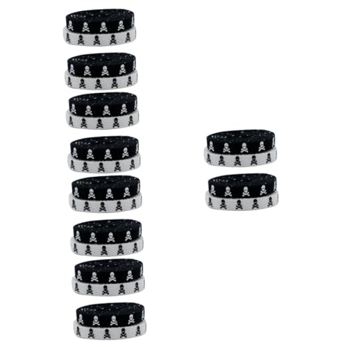 FRCOLOR 10 Paare Skull Bedruckte Flache Schuhbänder Strapazierfähige Polyester Schnürsenkel für Damen Herren Sneakers Canvas Freizeitschuhe und Schuhaccessoires von FRCOLOR