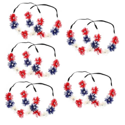 FRCOLOR 10 Stk Partydekoration Stirnband Bartschmuck Blaues Stirnband Vierter Juli Stirnbänder Party-blumen-stirnband Stirnbänder Für Frauen Patriotisch Stoff Schal Die Blumen Fräulein von FRCOLOR