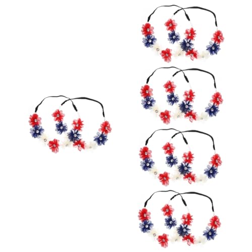 FRCOLOR 10 Stk Partydekoration Stirnband mexikanischer Blumenkopfschmuck patriotische Blumenstirnbänder party kopfschmuck festival kopfschmuck 4. Juli Stirnband Patriotisches Stirnband von FRCOLOR