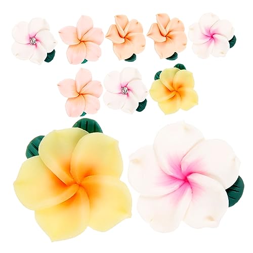 FRCOLOR 10 Stück 3D Blumenverzierungen DIY Dekore Haarspangen Dekor Ton Blumenförmige Flicken Haarspange Blumenornamente Bastelornament Haarspangen Charm Blumen Charms DIY von FRCOLOR