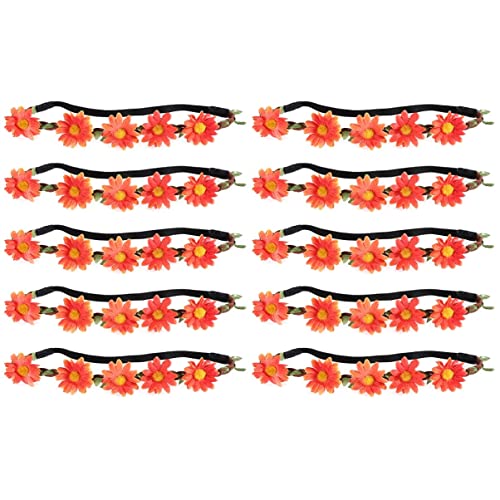 FRCOLOR 10 Stk Sonnenblumen-stirnbänder Für Mädchen Damen Stirnbänder Blumenkopfbedeckungen Sonnenblumen-stirnband Haarbänder Für Damen Haarkranz Kopf Blumenkranz Braut Hawaii Strand von FRCOLOR