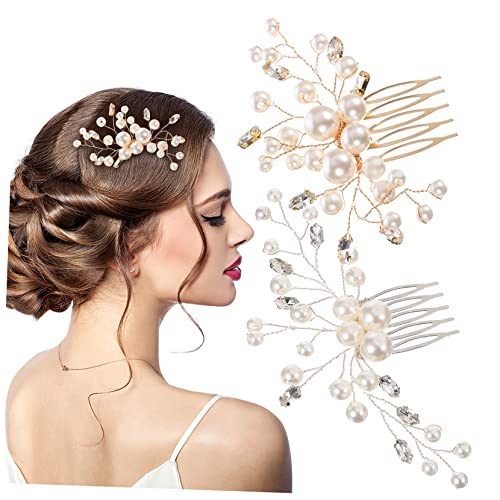 FRCOLOR 10 Stück Braut Haarkamm Clips Haarspangen Braut Haar Seitenkamm Damen Braut Haarkamm Braut Haarspange Perlen Haarkamm Braut Seitenkamm Haarkamm Für Hochzeit Party Haarkämme Metall von FRCOLOR