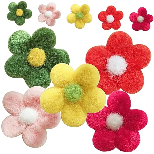 FRCOLOR Kleidungspatch 10 Stück Haargummi-Zubehör Stickerei-Ornamente Niedliche Flicken Filz-Blumenornamente Kopfschmuck Diy-Zubehör Blumen-Dekor Für Haarnadeln Handgefertigte Blumen von FRCOLOR