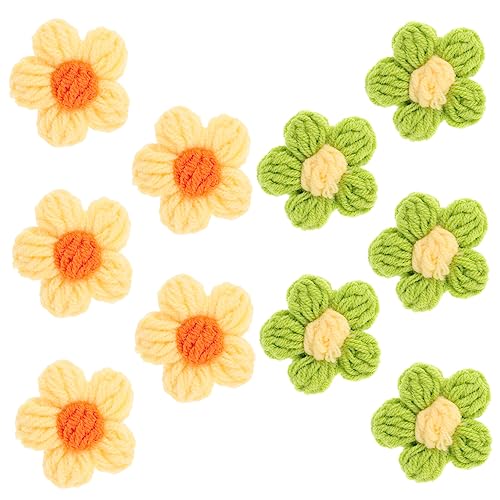 FRCOLOR 10st Haarnadel Zubehör Mini-sonnenblumen-haarnadeln Gehäkelte Blumenverzierung Diy Applikationen Verzierungen Applikation Häkeln Blumenbeete Kleinkind Garn Patch Blase von FRCOLOR