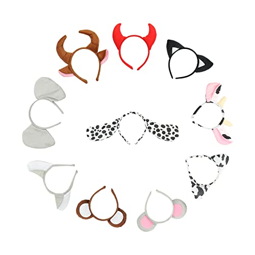 FRCOLOR 10 Stück Ohren Haarreif Cosplay Kopfschmuck für Mädchen Lustige Tierohren Stirnbänder für Karneval Halloween Partys und Festivals Kostümzubehör von FRCOLOR