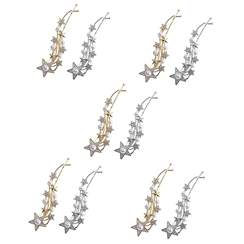 FRCOLOR 10 Stk Perle Meteor Haarspange Stern Haarspange Haarspangen Für Damen Mond Haarspange Haarnadel Star-clips Star-accessoires Sternendekor Diamant Legierung Mädchen Südkorea von FRCOLOR