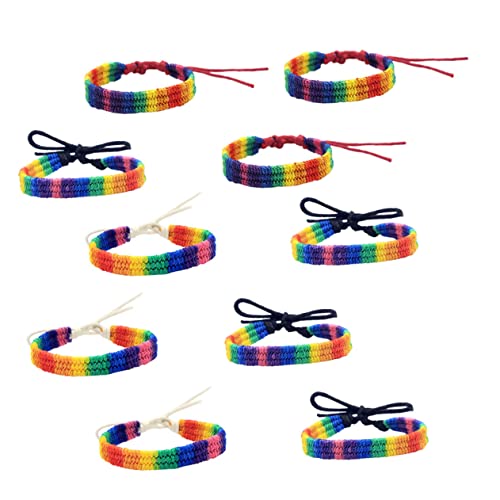 FRCOLOR 10 Stück Rainbow Armband Teiliges Handgeknüpftes Armband für Damen Herren Geflochtenem Festivals von FRCOLOR