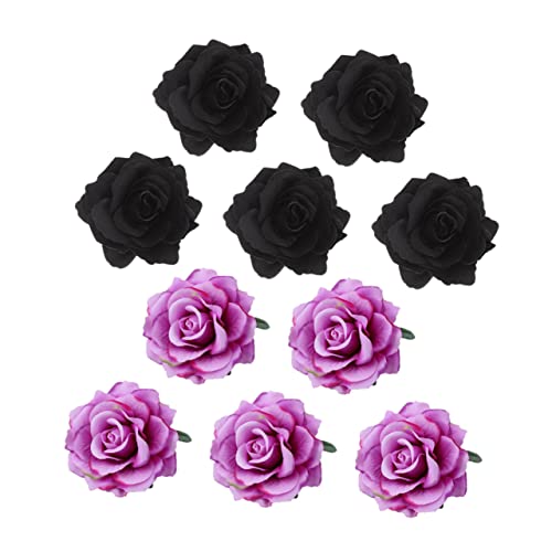 FRCOLOR 10st Rosafarbene Haarspange Haarspangen Für Damen Haarklammer Simulierte Blumenklammern Haarschmuck Für Damen Haarspange Braut Hochzeit Rostfreier Stahl Blumenkopfschmuck von FRCOLOR