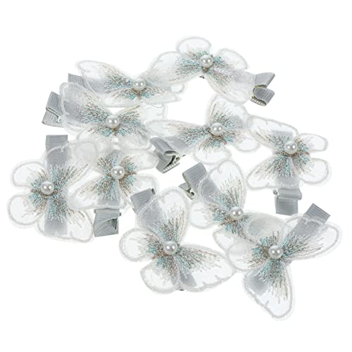 FRCOLOR 10st Schmetterlings-haarspange Haarspangen Für Frauen Hochzeit Haarspange Haarschmuck Für Mädchen Schmetterlings-haarschmuck Stoff Haarklammer Weiß Fräulein Jahrgang von FRCOLOR