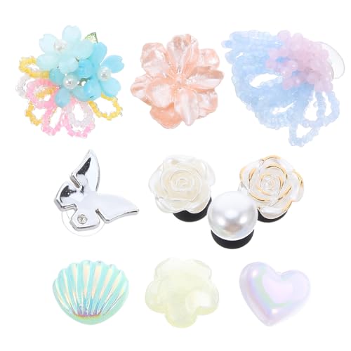 FRCOLOR 10 Stück Teiliges Damen Schuhclips mit Pastellblauen Wasserfallblumen und Silbernen Schmetterlingen Abnehmbare Blumige Schuhdekoration für Hochzeit Party und Festliche Anlässe von FRCOLOR