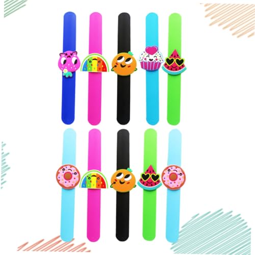 FRCOLOR 10 Stück Teiliges Silikon Slap Armband mit Obstmotiven Flexible und Hautfreundliche Snap Wristbands Bunte Party Mitgebsel für Jungen und Mädchen Bequem Tragbar und Vielseitig für von FRCOLOR