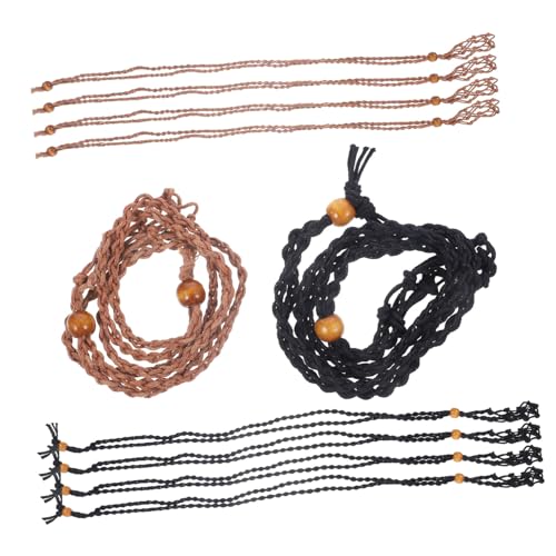 FRCOLOR 10 Stück Teiliges Verstellbare Handgewebte Stein Netz Halter Halskette Wachsschnur Langlebiger Schmuckanhänger Halter für DIY Schmuckherstellung Schwarz und Braun Groß von FRCOLOR