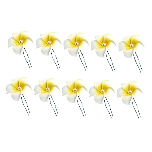 FRCOLOR 10st U-förmige Eiblume Plumeria-blumenclip Haarspangen Für Damen Plumeria-haarklaue Blumenhaarspangen Für Frauen Florale Haarspange Blumenkopfschmuck Stift Braut Schaum Frangipani von FRCOLOR