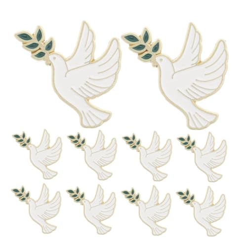 FRCOLOR 10stücke Friedenstaube Anstecknadel Aus Metall Mit Olivenzweig Für Damen Und Mädchen Brosche in Vogelform Für Kleidung Und Accessoires Für Festivalpartys Und Geschenke von FRCOLOR