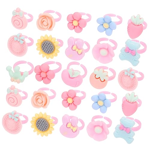 FRCOLOR 100 Stück Ringe Farbige Blumenringe für Mädchen Verstellbare Schmuckspielzeuge für Partys und Verkleiden für Kleine Mädchen und Teens von FRCOLOR