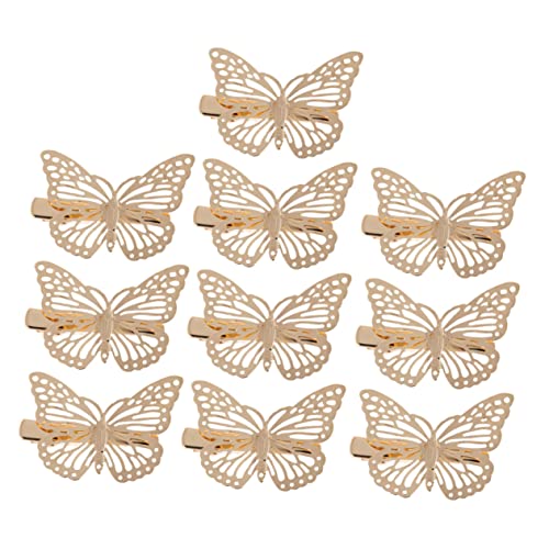 FRCOLOR Haarspangen mit Schmetterlingsmotiv Goldene Legierung Modischer Kopfschmuck Clip-set Zarte Haarnadel für Mädchen für Weihnachten Neujahrsparty 10 Stück von FRCOLOR