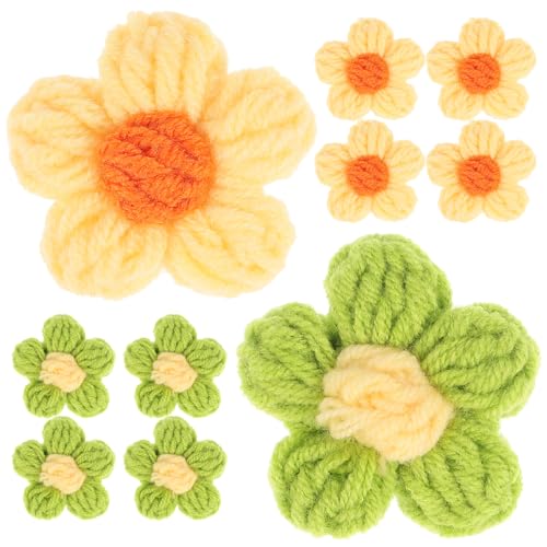 FRCOLOR 10st Haarnadel Zubehör Gestrickte Häkelblume Gänseblümchen Fühlte Gänseblümchenflecken Blumen Aus Satinband Brosche Zubehör Selber Machen Garn Blumenhaar Charme Kleinkind von FRCOLOR