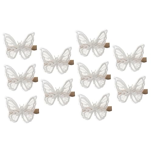 FRCOLOR 10er-pack Damen-haarspangen Mit Spitzenstickerei Und Schmetterlingen Haarschmuck Für Frauen Und Mädchen Elegant Und Zart Weiß von FRCOLOR