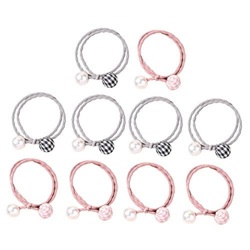 FRCOLOR 10st Haarseil Elastische Haarbänder Perlenstirnbänder Haargummi Aus Satin Haarschmuck Für Damen Zöpfe Bogen Haargummis Perle Haargummi Haarring Gummiband Haarball Fräulein Bommel von FRCOLOR