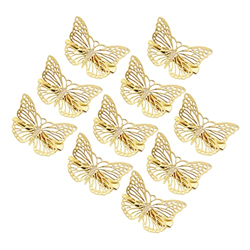 FRCOLOR 10stücke Goldene Haarspangen Aus Legierung Ausgehöhlter Kopf-schmuck Zarte Stereoskopische Haarnadeln Für Mädchen Schmetterling Rechts von FRCOLOR