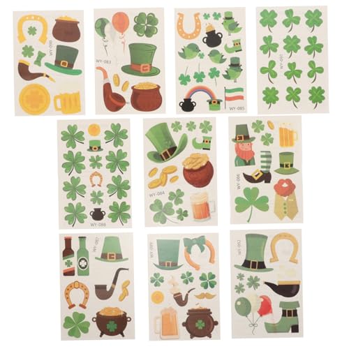 FRCOLOR 10stücke Pack Junge Mädchen Gesichts-aufkleber Mit Kleeblatt-design Für St Patrick's Day Irish Party Favors Und Bühnenauftritte Einfach Anzubringen Und Hautfreundlich von FRCOLOR