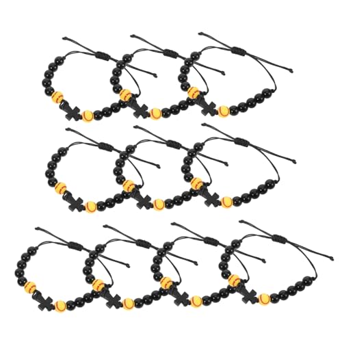 FRCOLOR 10stücke Sport-armbänder Mit Holzkreuz Softball-baseball-armbänder Für Jungen Mädchen Erwachsene Bequemer Sportschmuck Mit Sportelementen von FRCOLOR
