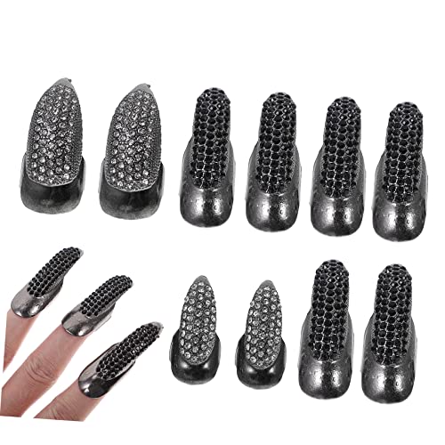 FRCOLOR 10stücke Teiliges Fingernagel- -ringe Mit Glitzersteinen Gothic Nail Claws Für Halloween Cosplay Und Kostümpartys Für Damen Und Herren Vielseitige Kostümaccessoires von FRCOLOR