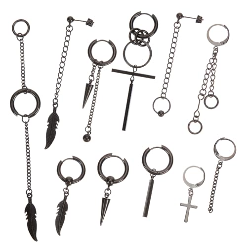 FRCOLOR 11 Stück Teiliges Klappcreolen Lange Ketten Ohrhänger Unisex Dangle Earrings Stilvoll für Alltag und Festival von FRCOLOR