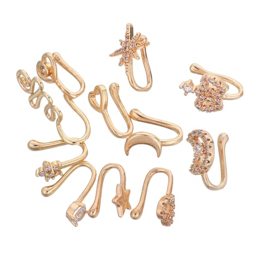 FRCOLOR 11 Stück Teiliges U Förmige Nasenringe Kupfer mit Funkelnden Akzenten Leichter Hautfreundlicher Fake Nose Piercing Schmuck für Frauen Männer Teenager Piercing von FRCOLOR