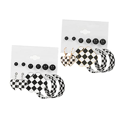 FRCOLOR 12paare Gestreifte Kariert Ohrringe Für Frauen Längliche Dangle Und Ohrstecker Für Besondere Anlässe Und Alltag von FRCOLOR