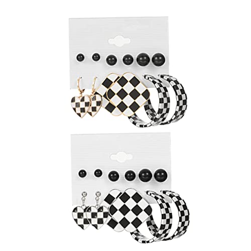 FRCOLOR 12paare Geometrische Karierte Ohrringe Für Damen Stylische Ohrstecker Und Dangle Drop Ohrringe Für Alltag Festivals Und Besondere Anlässe von FRCOLOR