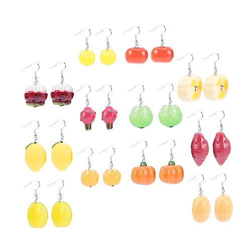 FRCOLOR 12 Paare Kreative Simulation Frucht Ohrringe Leicht Ohrhänger Bunte Ohrpendants für Damen Vielseitig Tragbar zu Weihnachten Valentinstag Geburtstag Party von FRCOLOR