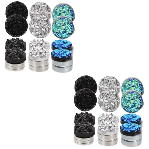 FRCOLOR 12 Paare Magnetische Ohrclips Clip Ohrringe Damen Herren Stylisch Silber Schwarz Blau Einfache Handhabung Elegantes Design Auffällige Ohrdekoration von FRCOLOR