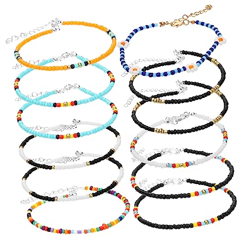 FRCOLOR 12 Stck Bunte Beaded Fußkette für Damen Boho Stil für Strandpartys Festivals und Täglichen Gebrauch Hochwertigen Materialien Gefertigt Elegantes und Einzigartiges Design von FRCOLOR
