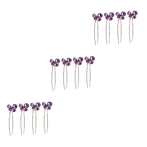 FRCOLOR 12 Stk Frauen Haarnadel haarschmuck Haarspangen Schmetterlings-Haarnadeln Strass für Haare Haarklammer Essstäbchen für Haare Braut Haarnadel Strasssteine Haarteil Haargabel Violett von FRCOLOR