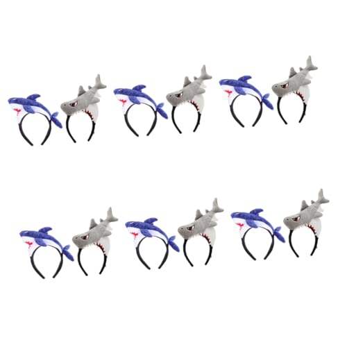 FRCOLOR 12 Stk Cartoon-hai-stirnband Weihnachtsdekoration Plüschhai-stirnband Hauben Für Thema Fisch Stirnband Haifischmütze Für Erwachsene Hai-kopf-kostüm Zubehör Tier Kind Stoff von FRCOLOR