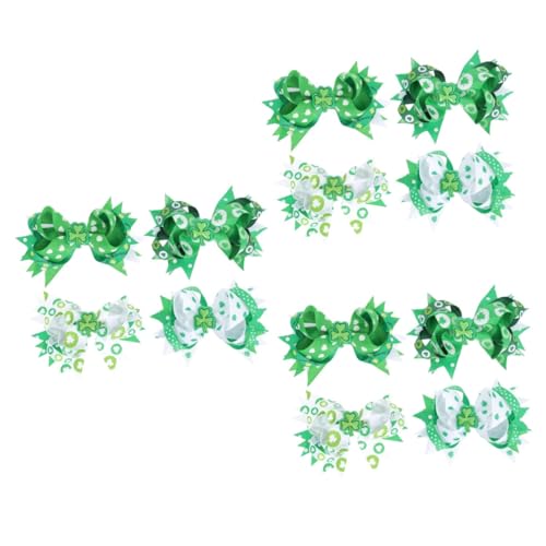 FRCOLOR 12 Stk Schleife Haarnadel Alligator-haarspangen Mit Schleifen St. Patricks Day Haarschleifen-clips Grüne Kleeblatt-kopfbedeckung Irischer Tag Fräulein Mädchen Stirnband -band von FRCOLOR