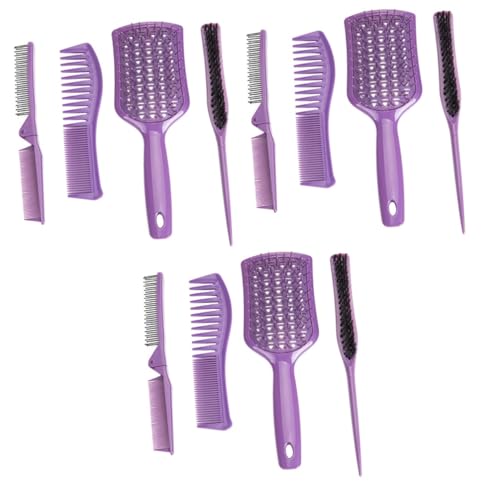 FRCOLOR 12 Stk Vierteiliges Frisierkamm-Set Toupierkamm für feines Haar Kamm für Männer Frauen Kämme Haarbürste Haarstylingkamm mit Öl Bartkamm tragbar einstellen Lieferungen Mann Violett von FRCOLOR