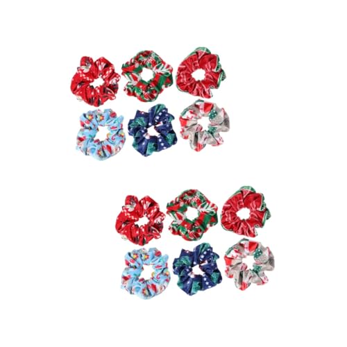 FRCOLOR 12 Stk Weihnachts-darmschleifen Haarschmuck Dehnbare Haargummis Autschlose Haarbänder Weihnachtliche Haargummis Weihnachtsstrumpf Stuffers Haargummis Aus Seide Für Damen Stoff von FRCOLOR