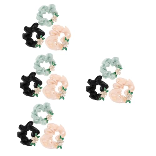 FRCOLOR 4er-set Elegante Und Schlichte Haargummis Mit Blumenmuster Netz-haargummi Für Damen 3 Stück X 4 von FRCOLOR