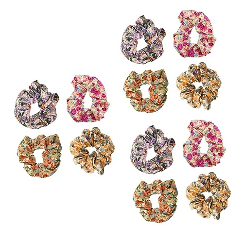 FRCOLOR 12 Stk Dickdarm Mit Zerbrochenen Blumen Haargummis Schal Kopfschmuck Floraler Haarring Dekorative Kopfbedeckung Haarschmuck Haarring Bedrucken Damen Polyester Schmücken Mode von FRCOLOR