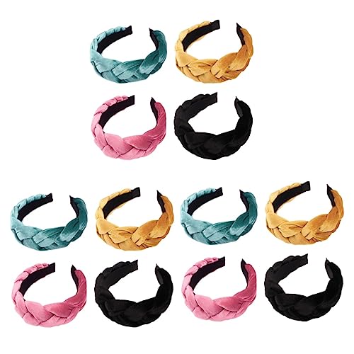 FRCOLOR 12 Stk Frauen Haarreifen Vintage Kopfwickel Geflochtenes Haarband Farbiges Stirnband Bauschiges Stirnband Stirnbänder Für Frauen Haarschmuck Europäisch Und Amerikanisch Flechten E5 von FRCOLOR