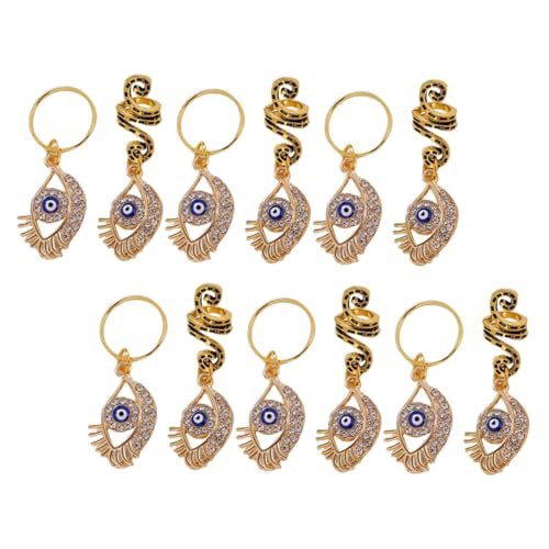 FRCOLOR 12 Stück Schlangenförmige Haare Flechting Ring geflochtene Haarringe flechten haar anhänger braids schmuck Haarschmuck für Frauen Zöpfe böse Augengespenstjuwelen Legierung Golden von FRCOLOR