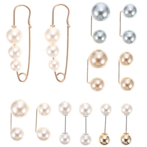 FRCOLOR 12 Stück Taillennadelschmuck Perlmutt-Sicherheitsnadeln Taillenbrosche Sicherheitsbrosche Taillenschnalle Cardigan-Verschluss Taillenstift Perlennadeln für Kleidung Legierung von FRCOLOR