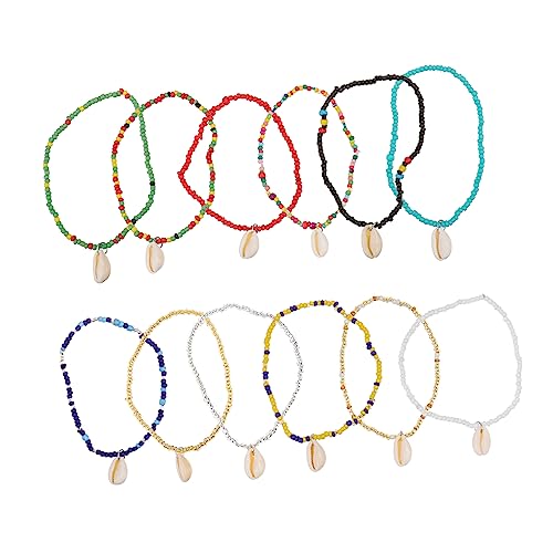 FRCOLOR 12 Stück Teiliges Fußkettchen mit Bunten Perlen Anhänger Verstellbare Knöchelketten für Frauen für Strandpartys Festliche Anlässe Modischer Fußschmuck von FRCOLOR