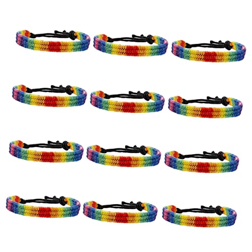 FRCOLOR 12 Stück Teiliges Regenbogen Pride Armband Verstellbare Freundschaftsarmbänder Geflochtenem für Damen und Herren für Lgbt Feiern von FRCOLOR