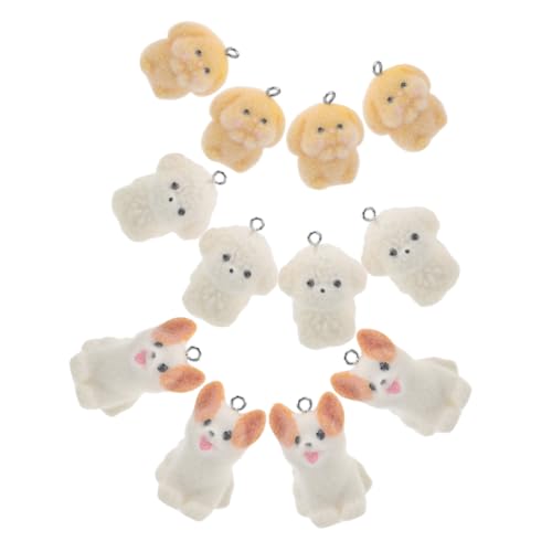 FRCOLOR 12 Stück Teiliges Resin Hund Anhänger mit Flauschiger Oberfläche Niedliche Cartoon Welpen Charms für DIY Schmuckherstellung Geeignet für Halsketten Armbänder Ohrringe von FRCOLOR