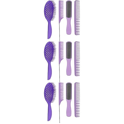 FRCOLOR 12 Stk Massagekamm-set -haarkamm Luftpolsterkamm Neckholderkämme Für Damen Perückenkamm Für Dickes Haar Kämme Für Frauen Feiner Zahnkamm Spitzer Schwanz Fräulein Violett Abs von FRCOLOR