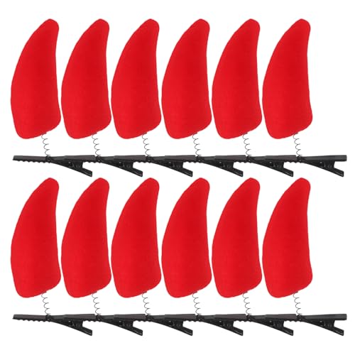 FRCOLOR 12St Haarnadel aus Horn Halloween-Spinnen-Stirnband Teufelshorn Haarnadeln Kostüm Halloween-Haarspange Cosplay Haarspanner gotische Haarspangen Hörner Haarspange Beflockung rot von FRCOLOR