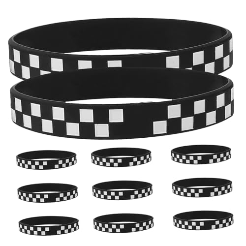 FRCOLOR 12 Stücke Karierte Silikon Armbänder für Kinder Racing Geschwindigkeit Thema Dekorative Sportarmbänder Partygeschenke Schweißbänder für Teams von FRCOLOR